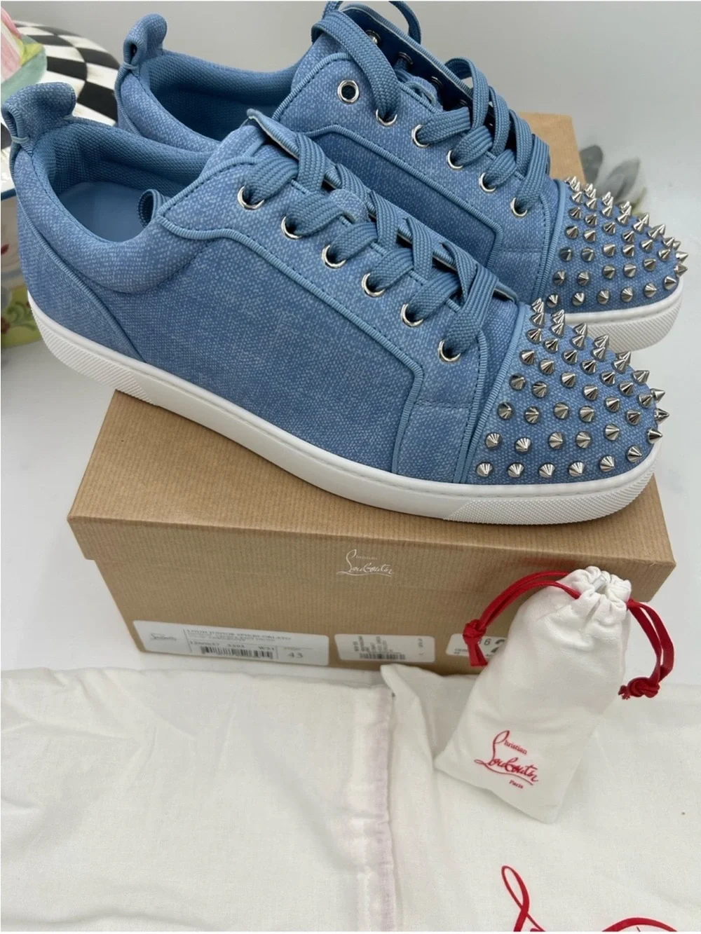 Men’s Christian Louboutin, Louis Jr, ORLATO Spike sneaker size 43 made in Italy